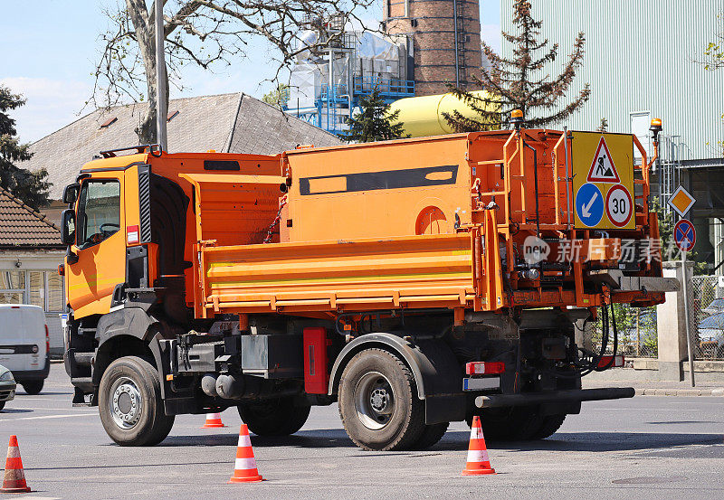 Truck at the road construction site